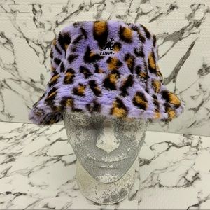 Men's Kangol Lavender Faux Fur Animal Print Bucket Hat